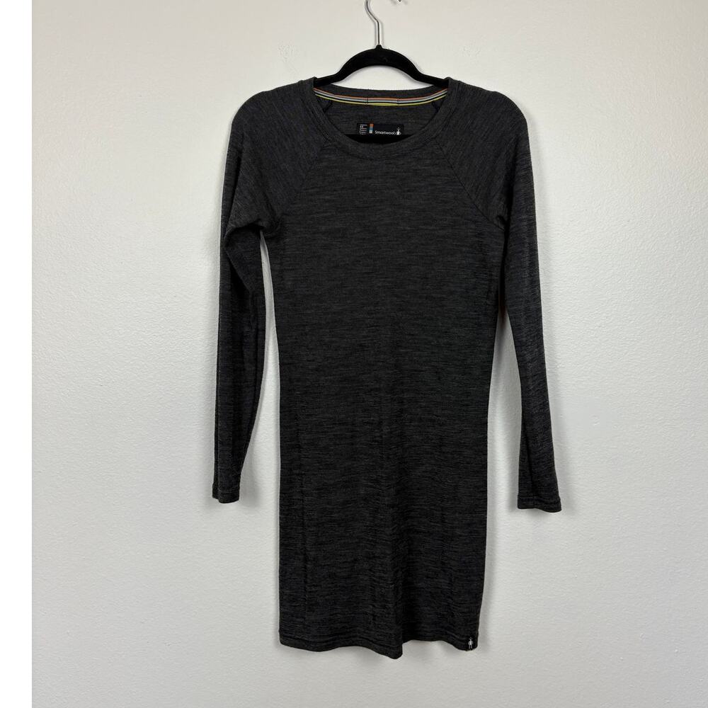 Smartwool 100% Merino Wool Knit Long Sleeve Round Neck Grey Sweater Dress XS